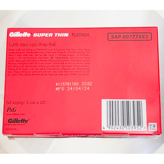 Lưỡi lam GILLETTE Super Thin Platinum hộp 100 cái