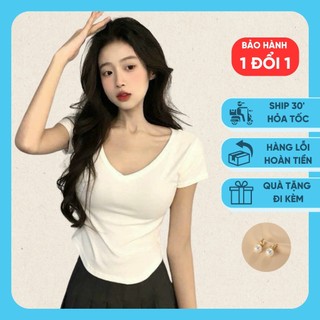 Áo Thun Nữ Cổ Tim Ôm dáng freesz May zúm