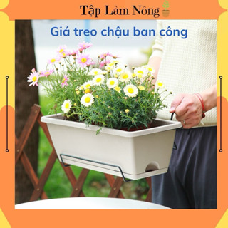 Bộ chậu giá treo bằng sắt chống rỉ sét cứng cáp treo chậu hoa ban công, giúp tận dụng không gian trồng hoa trồng cây