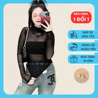 HOẢ Tốc  Lưới Mỏng Cúp Ngực Cộc Tay Tặng Áo Bra + Tag D cực sang