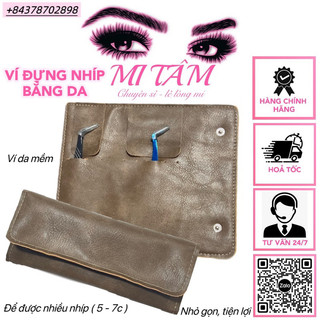 Bóp đựng nhíp da _ dụng cụ nối mi _ phụ liệu nối mi mi tâm
