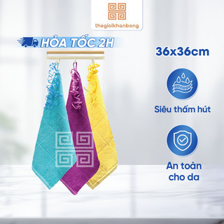 Khăn Bếp Đa Năng Songwol Big Ribbon HB20 Cotton Mềm Mại Siêu Thấm Hút Có Lỗ Treo Tiện Dụng 36x36cm