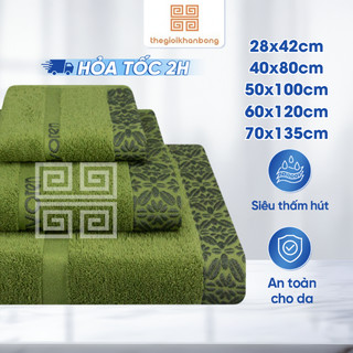 Combo 3 Khăn Crystal Songwol Cotton Thấm Hút Nước 28x42cm, 40x80cm, 50x100cm, 60x120cm, 70x135cm