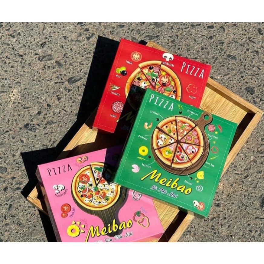 Pizza MINI bò phô mai (meibao)size14,Bánh pizza phô mai Hộp Đựng Bánh Pizza,Sét 5 đế Pizza, Phô Mai