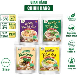 Nước Sốt nấu phở Bò, Gà, Bún Bò Huế, Phở Chay gói 200ml Vianco Việt Ấn gia vị nêm sẵn chuẩn vị