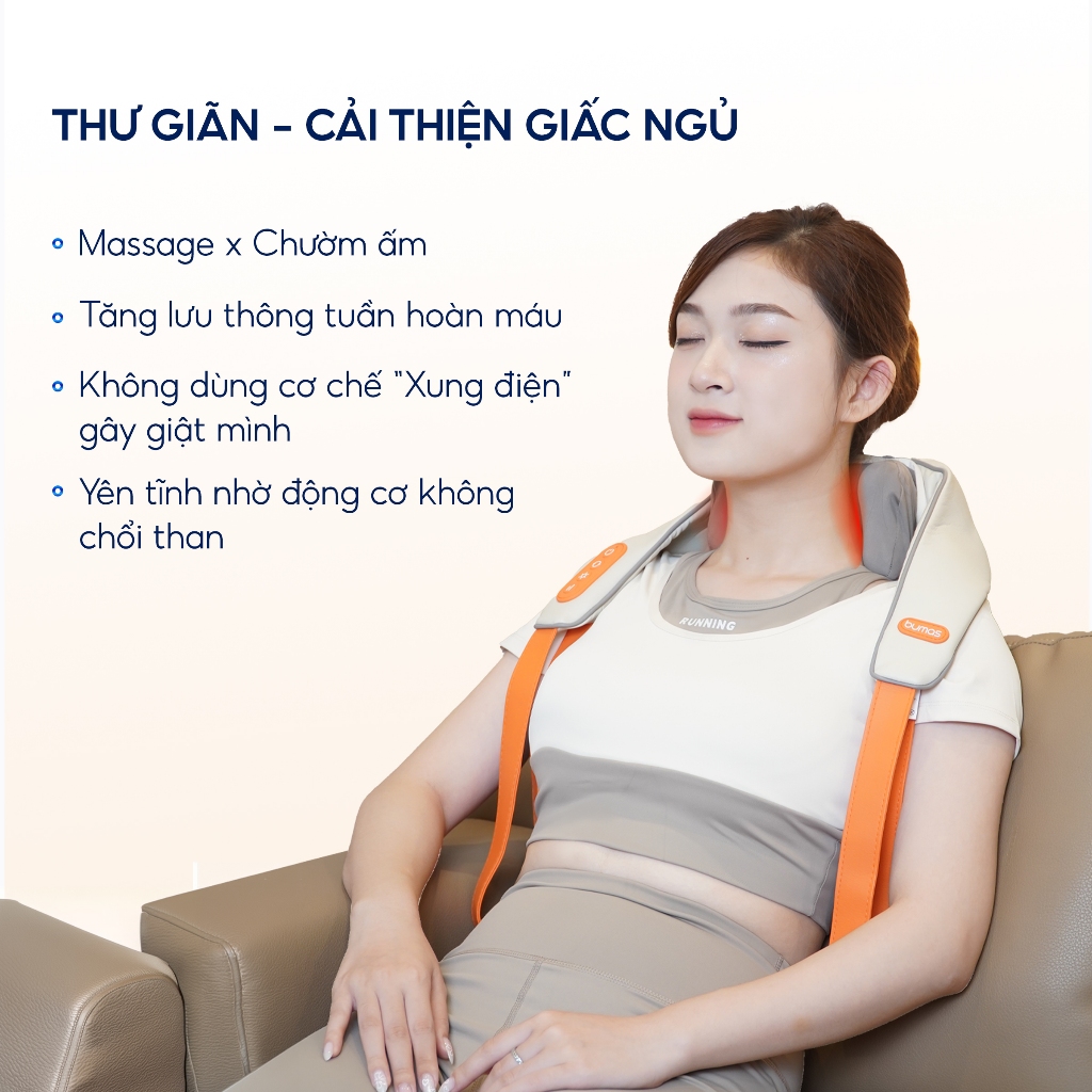 Máy Massage Cổ Vai Gáy BUMAS M3 PRO - Massage chườm ấm 8 điểm chạm - Hàng Chính Hãng