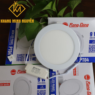 Đèn led panel âm trần rạng đông pt04 135/9w có 2 màu trắng 6500k và vàng 3000k, đường kính khoét 135mm