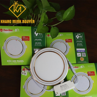 Đèn led panel âm trần rạng đông pt05 135/9w-gold viền vàng gold có 2 màu trắng 6500k và vàng 3000k