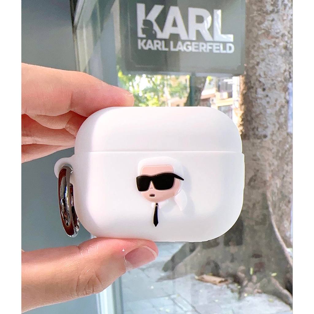 Vỏ airpods pro 2 KARL  hình ông già silicon màu trắng