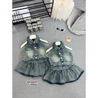Quần áo bé gái; Set bộ jean cổ yếm cho bé 10-30kg