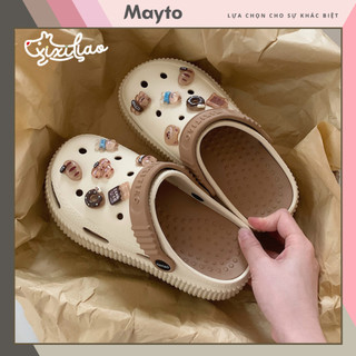  Dép nữ dép sục Mayto đế cao 5.5cm XIXITIAO kèm charm Gấu choco kiểu sandal quai hậu CS-94 