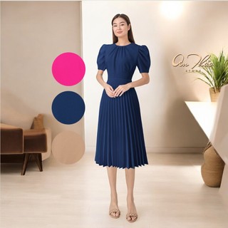 Đầm Katosa Nhún Xếp Ly Quạt, Chất Vải Gold Mềm Mịn Dày Dặn Không Nhăn Co Giãn