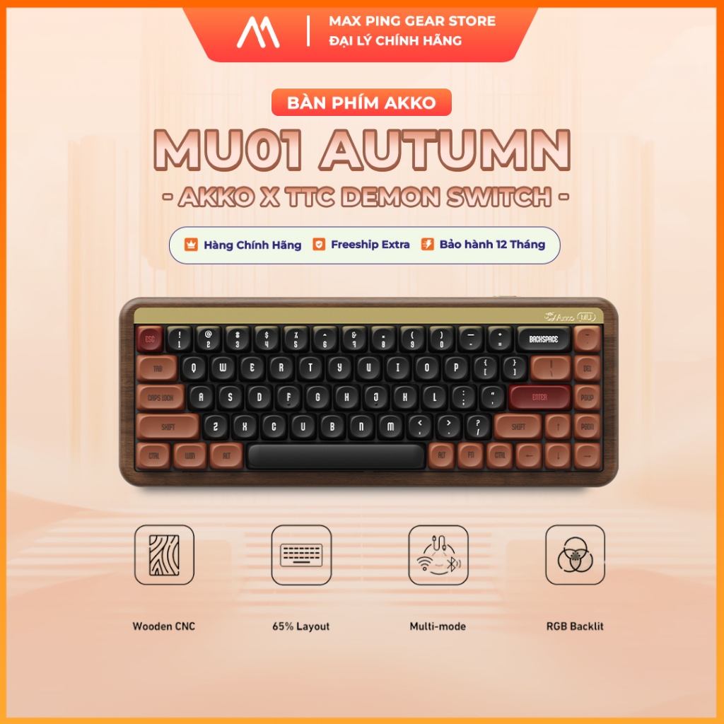 Bàn phím cơ AKKO MU01 Autumn (Hotswap,RGB / Multi-Modes/ Akko X TTC Demon Switch)