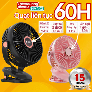 [Quạt 60 Giờ Liên Tục] Quạt mini để bàn siêu bền, quạt tích điện F06 16000mAh 60 giờ liên tục, Sạc Type C + Có đèn