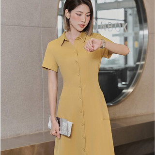 Đầm nữ dáng A cổ đức cài cúc thanh lịch VIEN TRAN V63R24H028