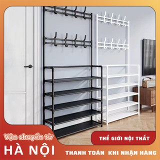 Kệ 4 tầng 5 tầng để giày dép thông minh kết hợp móc treo quần áo và vật dụng khác đa năng tiện lợi
