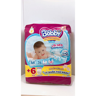 [TẶNG 6 MIẾNG] TÃ DÁN BOBBY SIÊU THOÁNG SIZE M 76 MIẾNG (6- 10kg)