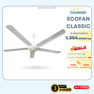 Quạt trần ecofan classic tlc, quạt trần 5 cánh trắng làm mát nhanh giảm tiếng ồn tiết kiệm điện năng
