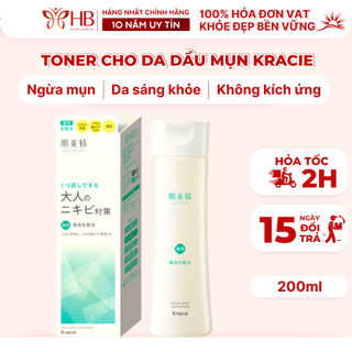 Toner cho da dầu mụn Kracie Hadabisei 200ml Nhật Bản, nước hoa hồng ngừa mụn, cân bằng PH cho da