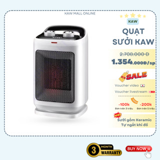 Máy sưởi Gốm Ceramic KAW công suất 1500W, Quạt sưởi mini làm nóng nhanh, không ồn, tự ngắt khi đổ