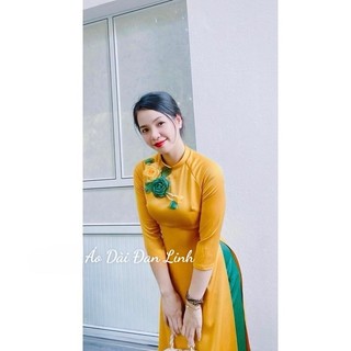 {XXX} Áo dài màu vàng kết hoa - Áo Dài Đan Linh