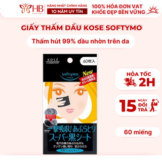 Giấy thấm dầu Kose Softymo than hoạt tính 60 tờ Nhật Bản