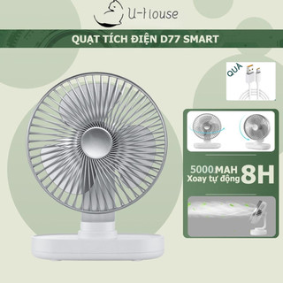 Quạt tích điện CAO CẤP pin 5000mAh, quạt mini, quạt để bàn 4 TỐC ĐỘ gió chạy êm, cổng sạc USB