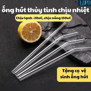 ống hút thủy tinh cao cấp, ống hút trong suốt tái sử dụng , chịu nhiệt tốt, hạn chế dính son