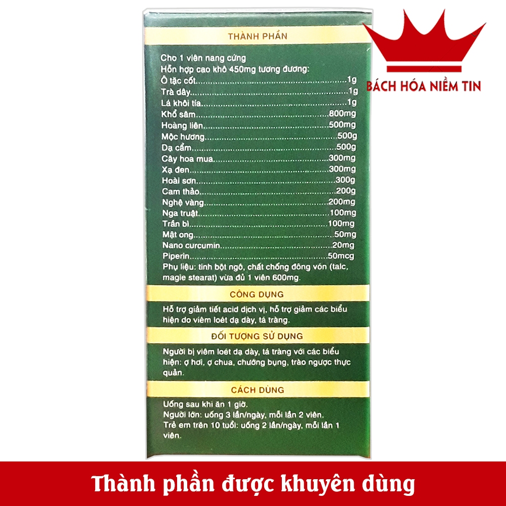 Viên dạ dày Bình Vị An Dạ - thành phần thảo dược - hỗ trợ giảm biểu hiện của viêm loét dạ dày tá tràng - hộp 30 viên