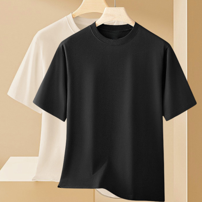 Combo 2 Áo Thun Trơn Cổ Tròn Nam Nữ Form Basic Vải Cotton Dày Mịn - WeAU