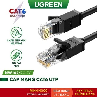 Dây cáp mạng Cat6 Aluminum đúc sẵn 2 đầu chính hãng Ugreen NW102 dài từ 20-50m