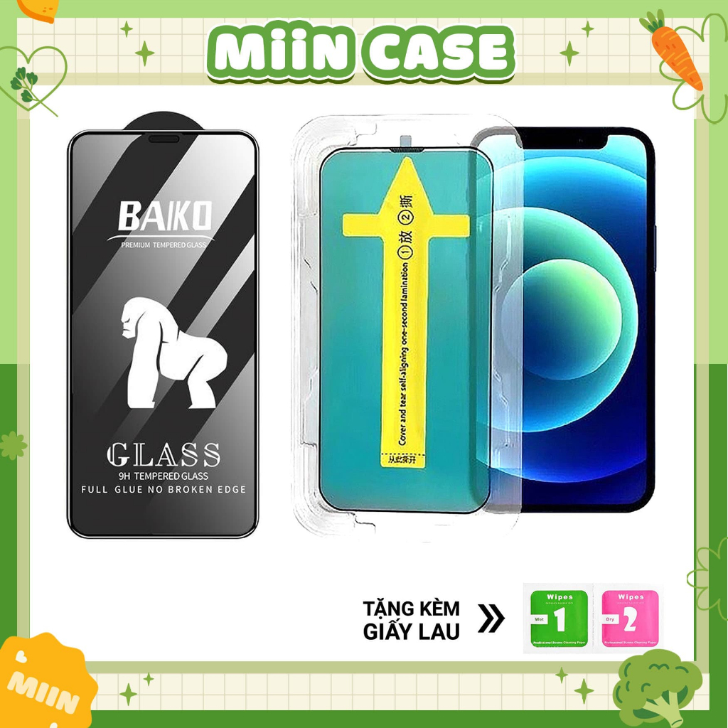 Kính Cường Lực Iphone Baiko , CNT , KK , Full Màn Siêu Cứng Cho - iP 6/6s/7/8/Plus/X/XS/XR/11/12/13/14/15/16/Pro/Max