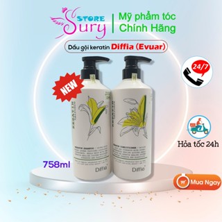  Dầu Gội Xả Phục Hồi Tóc Hư Tổn Mẫu Mới Keratin Evuar Haircare Italy mềm mượt chống rụng tóc hương thơm nước hoa 800ml 
