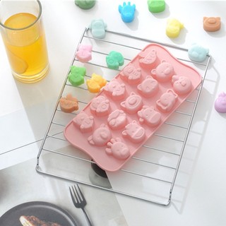 🏵️🏵️Khuôn silicon làm socola kẹo dẻo 15 hình động vật kute，Thạch Rau câu, Pudding, Xà Bông