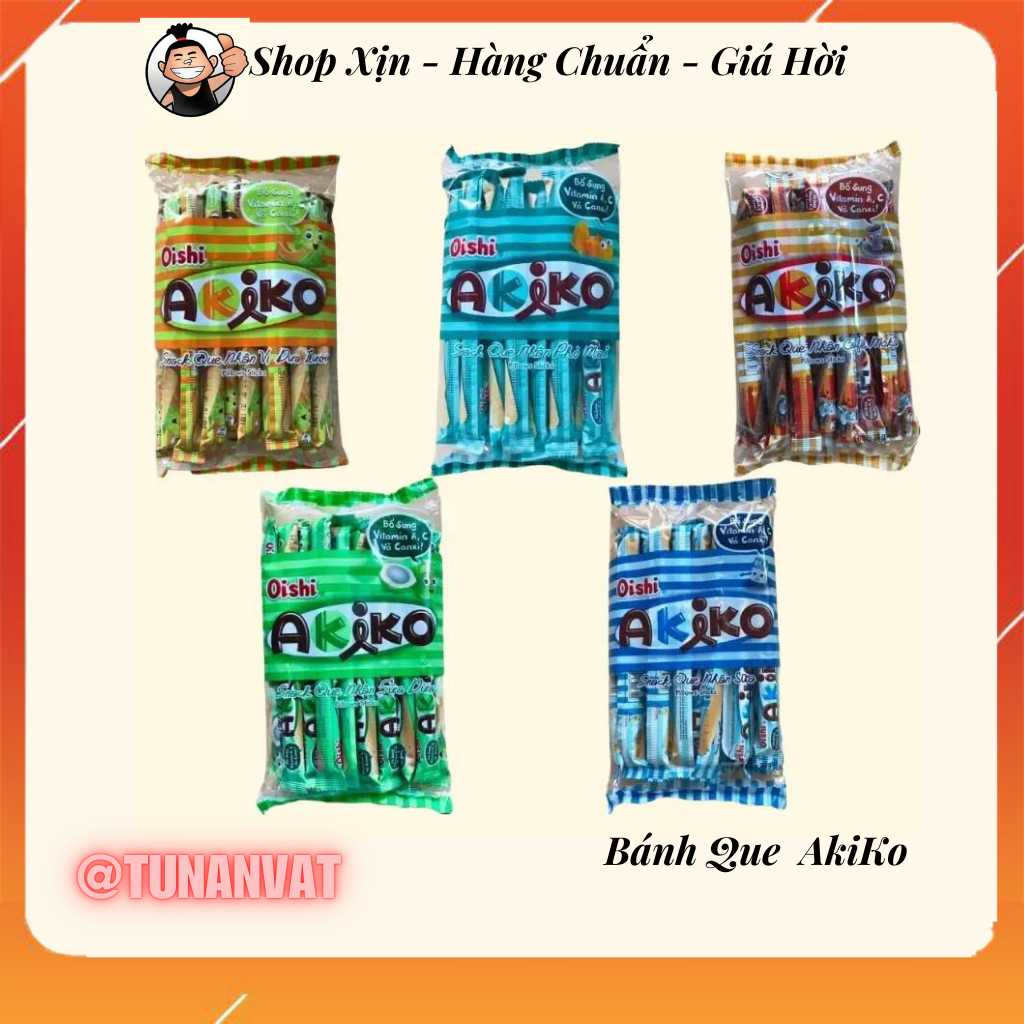 Bánh Que Akiko đủ các vị gói 20que/8g, bánh Que Nhân Đủ Vị Akiko Oishi