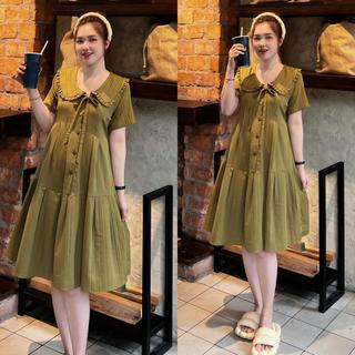  MUMMUM Đầm bầu đũi gân đuôi cá xếp ly nơ xinh ROSA Nữ Women 