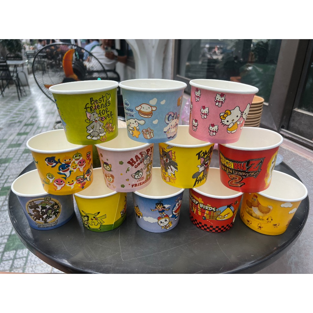 THÙNG 1.000 - Cốc Giấy Đựng Cháo Dinh Dưỡng Cho Bé Size 280ml - 360ml - 480ml Có Nắp - Ly Giấy Dùng 