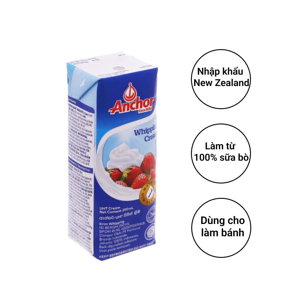 *Giá Kho* Kem sữa whipping cream Anchor hộp 250ml