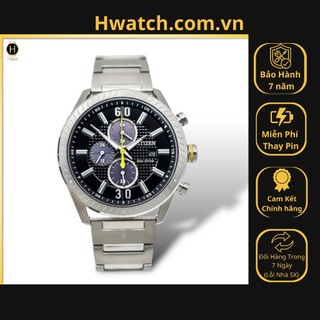 Đồng hồ nam citizen pin eco-drive ca0660-54e dây thép vỏ trắng mặt đen chronograph