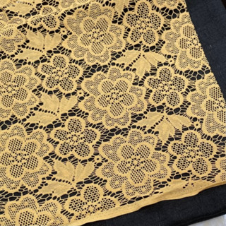Vải Ren Chỉ Hoa Màu Vàng Nhạt - Chất Mềm Mại, Không Giãn, Xuyên Thấu, Khổ 1m5 - May Áo Dài, Áo Kiểu, Đầm Nữ Cần Lót