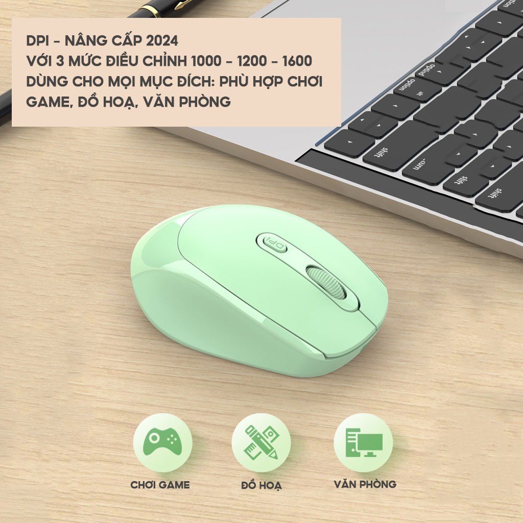 Chuột không dây bluetooth sạc pin, chống ồn HXSJ M100 wireless 2.4Ghz siêu nhạy dùng cho PC, laptop | BigBuy360 - bigbuy360.vn