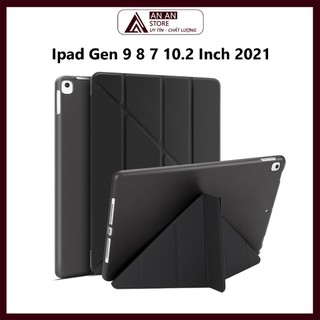 Bao Da Cover Cho Ipad Gen 9 8 7 10.2 Inch 2021 Hỗ Trợ Smart Cover Gấp Chéo Máy Tính Bảng