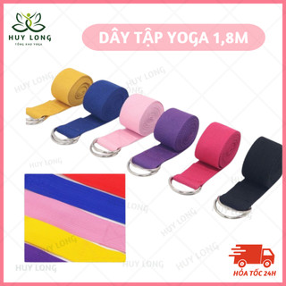Dây tập yoga cotton 1m8 móc khóa kim loại điều chỉnh an toàn không trơn trượt hỗ trợ tập luyện dụng cụ tập yoga