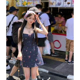 VIVIAN DRESS | Đầm xanh 2s hoa kèm tuban ren trắng
