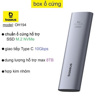 Box ổ cứng ssd m2 nvme baseus flyjoy series ssd enclosure type c tốc độ 10gbps