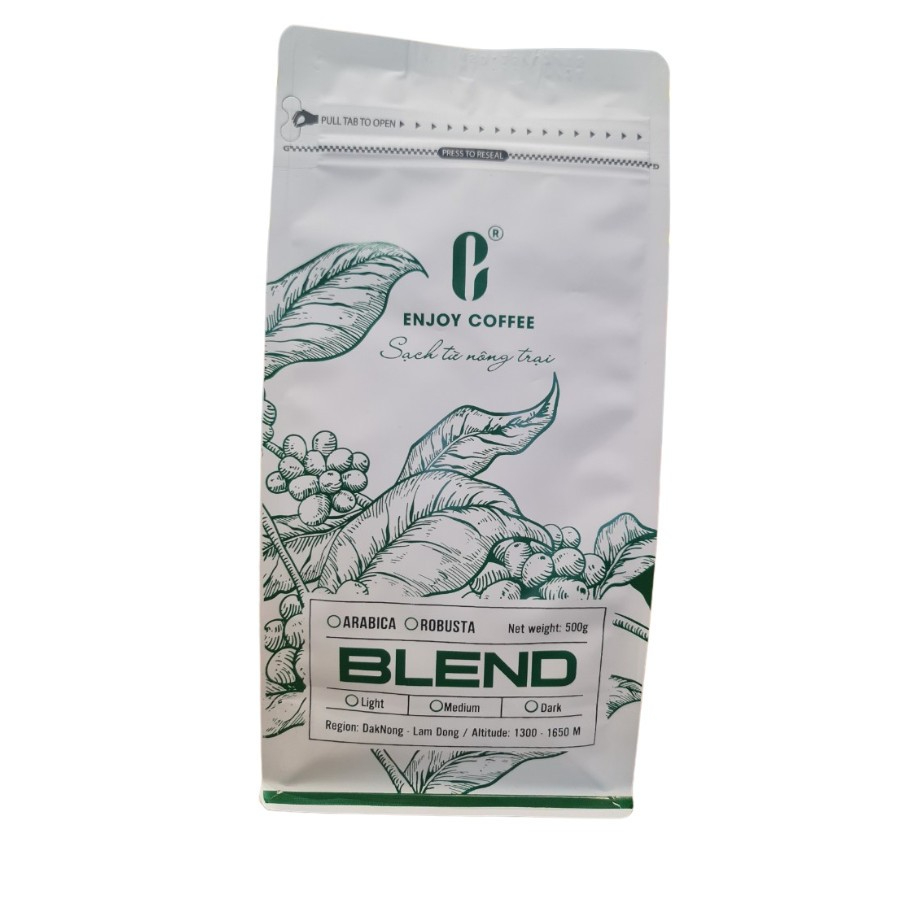 Cà phê rang mộc, nguyên chất blend 500g enjoy coffee