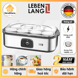 Máy Làm Sữa Chua Lebenlang LBL9139, Công Suất 20W, Dung Tích 180ml, Gồm 8 Lọ Thủy Tinh, Bảo Hành 2 Năm - Hàng Chính Hãng