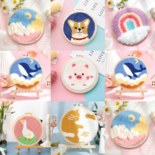 Bộ Thêu Tranh Len Nổi Kèm Kim Thêu Punch Needle, Tranh Len Chọc Handmade LYLYCRAFT