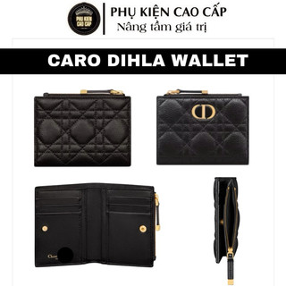 Ví ngắn - caro dihla wallet - có nhiều ngắn đựng thẻ kèm ngắn kéo khoá, chất da bền xịn