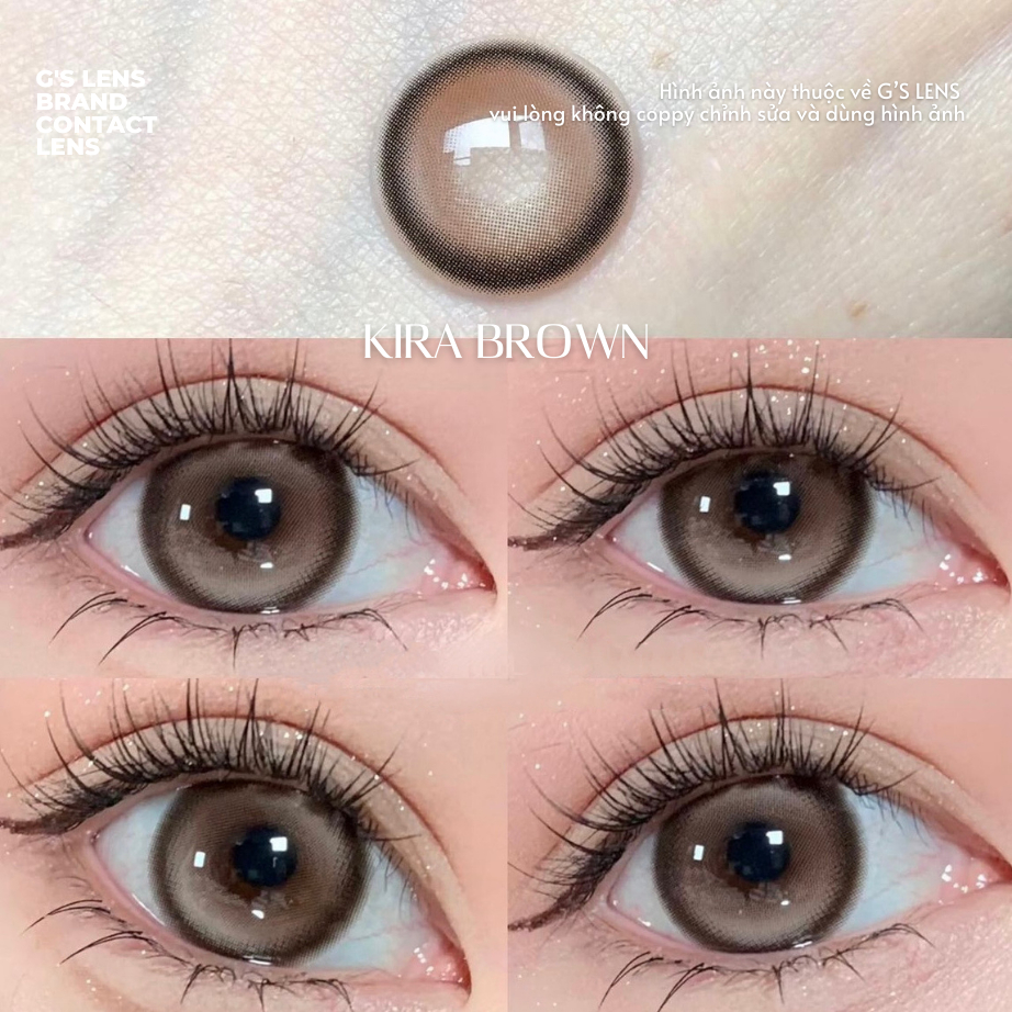  Kính áp tròng Gtrendy KIRA BROWN màu nâu gỗ lens cận 6 tháng G.DIA 14.3mm có độ  0-8  NỘI ĐỊA TRUNG 